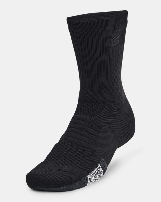 Unisex Curry ArmourDry™ Playmaker Mid-Crew Socks in Black image number 1
